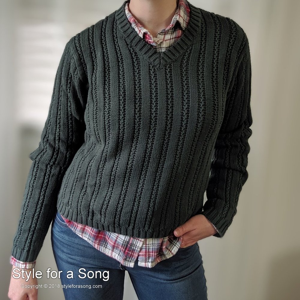Vintage Eddie Bauer Forest Green V-Neck Sweater S